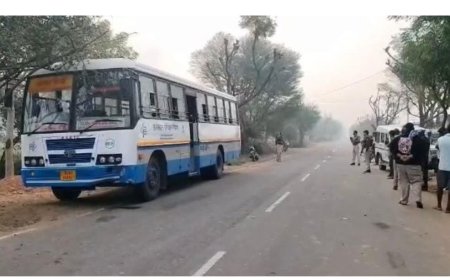 रैणी के टहटड़ा गांव मे रोडवेज बस और मोटरसाइकिल मे हुई भिड़न्त:मोटरसाइकिल सवार की हुई मौत