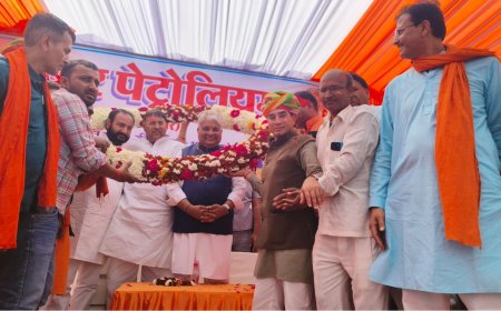 पिनान मे तुषार पैट्रोल पम्प का केन्द्रीय कैबिनेट मंत्री भूपेन्द्र यादव के मुख्यातिथ्य मे हुआ उद्घाटन