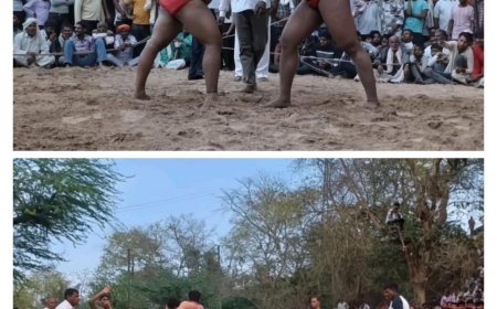 होली दंगल: बयाना के सिंघाड़ा गांव में हुआ परंपरागत कुश्ती दंगल का आयोजन