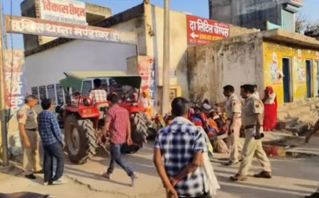 मंडावर पुलिस ने श्रमिक महिला के परिजनों की मांग पर ट्रैक्टर को किया जप्त