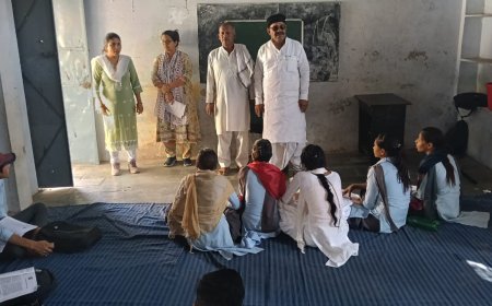 पंचायत समिति प्रधान नसरू खान ने किया विद्यालय का निरीक्षण