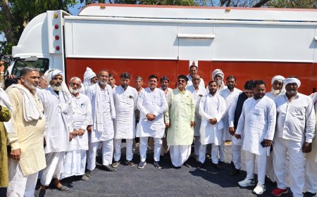 कई दर्जन सरपंचों के साथ पहुंचे प्रधान केंद्रीय मंत्री भूपेंद्र सिंह यादव के गांव जमालपुर