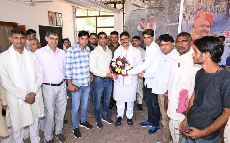 लक्ष्मणगढ़ पंचायत समिति व तहसील को यथावत रखने की मांग को लेकर नेता प्रतिपक्ष से मिले कांग्रेसी