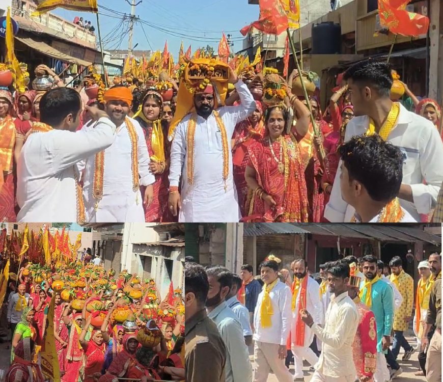 गोविन्दगढ़ में चांदी के रथ पर सवार होकर निकले श्याम बाबा, 501 ध्वजाओं के साथ निकली कलश यात्रा