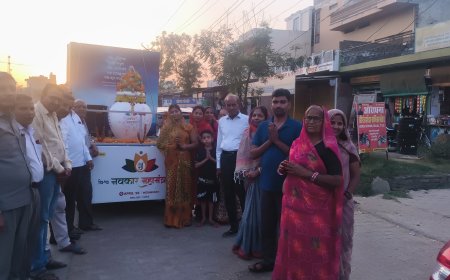 विश्व कल्याण के लिए नवकार महामंत्र का जाप नों अप्रैल को, कलश यात्रा निकाली