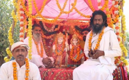 झड़ाया बालाजी धाम आश्रम पर कल होगी श्री राम दरबार की स्थापना:   विद्वान पंडितों ने विधि विधान से करवाई राम दरबार की मूर्तियों की  पूजा अर्चना