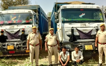 अवैध बजरी परिवहन करते 2 ट्रेक्टर-ट्रोली व 2 डम्पर शक्करगढ़ पुलिस ने किए जब्त