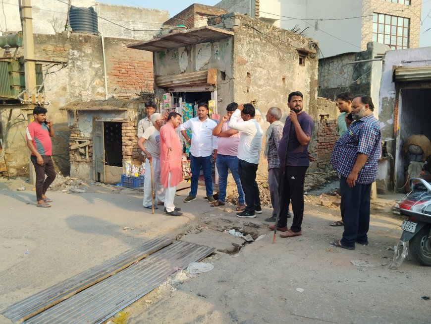 नाले पर आधा अधूरा जाल लगे रहने से लोगों को हो रही है परेशानी