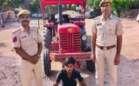 अवैध बजरी खनन करते ट्रेक्टर ट्राली जब्त, ड्राइवर गिरफ्तार, गुंडा एन्दला पुलिस की कार्रवाई