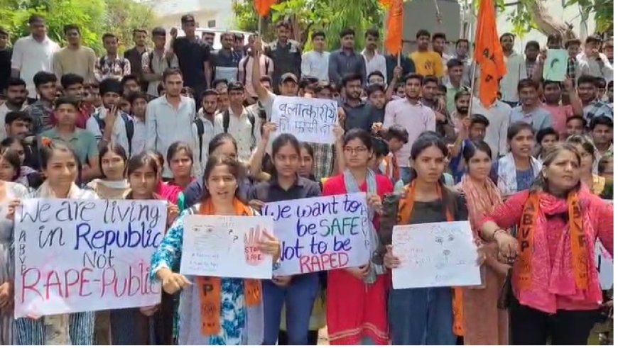 अलवर नीट छात्रा से गैंगरेप: दस दिन बाद भी आरोपी फरार, एबीवीपी और छात्रों का जोरदार प्रदर्शन