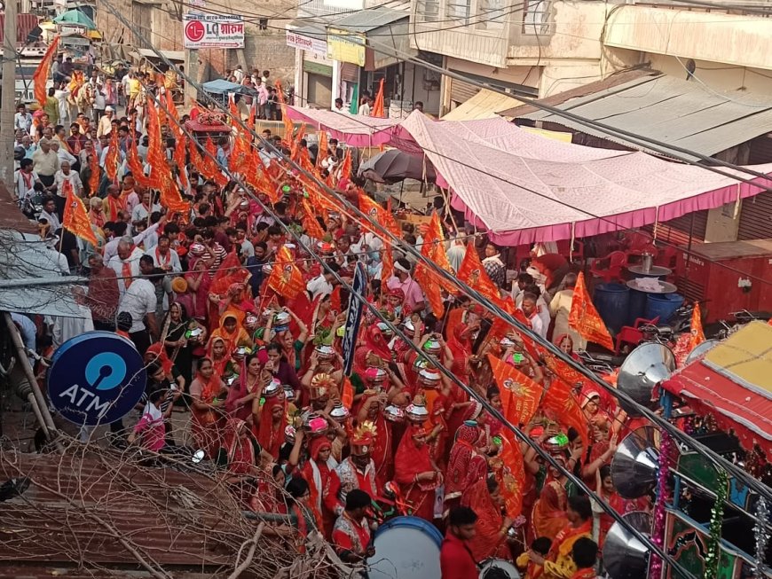 भगवान परशुराम जन्मोत्सव पर गोविंदगढ़ में निकली शोभायात्रा: महिलाएं कलश लेकर चली, युवतियों ने थामी ध्वजा; जगह-जगह हुआ स्वागत