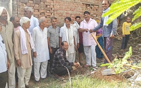 बिजोरावास गांव में बाबा साहेब की मूर्ति स्थापना का काम शुरू