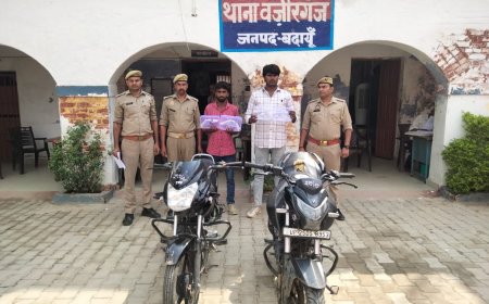 हरियाणा से आए लुटेरों की पुलिस से मुठभेड़:बदायूं में 4 बदमाश गिरफ्तार