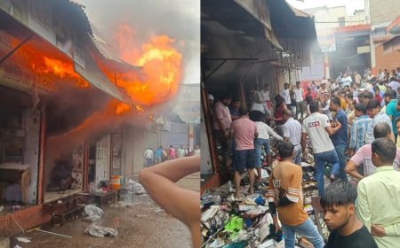 महुआ के प्रधान जी के कटले स्थित रेडीमेड कपड़ों की दुकान में लगी आग लाखों रुपए का हुआ नुकसान