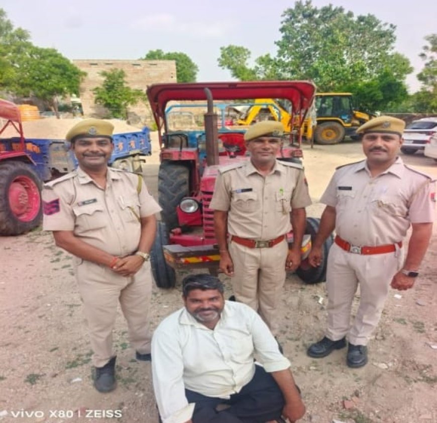 ऑपरेशन अखरोट के तहत अवैध खनन के दौरान एक ट्रेक्टर मय होली ट्रोली पत्थर भरी हुई व एक मुलजिम गिरफ्तार