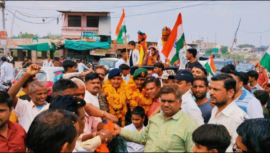 प्रथम बार गांव में पधारने पर अग्नि वीरों का सम्मान