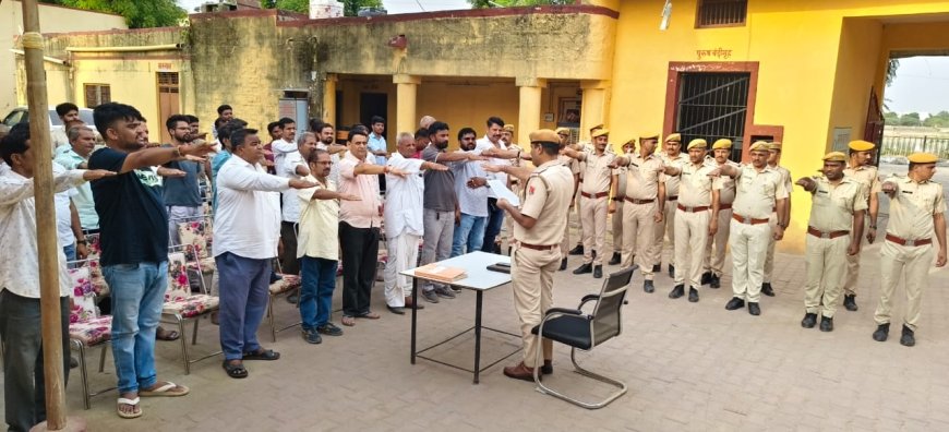 तखतगढ़ थाना परिसर में नशा मुक्ति अभियान के तहत शपथ ग्रहण समारोह का आयोजन