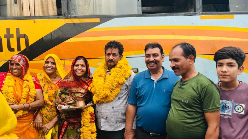 चारधाम यात्रा से सकुशल लौटा श्रद्धालुओं का जत्था, गुरलाँ में हुआ आत्मीय स्वागत
