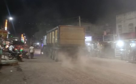 डंफ़रो से उड़ने वाली धूल मिट्टी से परेशान नौगावा के व्यवसाई दुकानदार