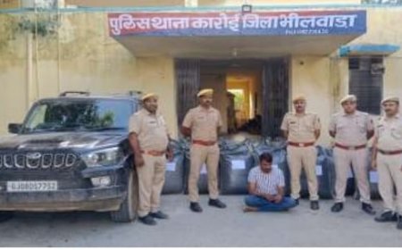 स्कॉर्पियो में तस्करी कर ले जाया जा रहा 69 लाख का 465 किलो डोडा-चूरा, 70 हजार रुपये की नकदी जब्त, एक गिरफ्तार, दूसरा फरार