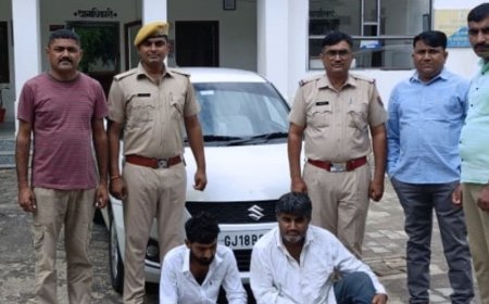 घेराबंदी कर अवैध डोडा-पोस्त भरी कार की जब्त:दो आरोपी गिरफ्तार, नाकाबंदी देख कार रिवर्स लेकर भागने लगें, पूछताछ जारी