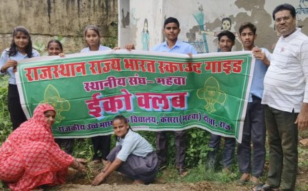 इको क्लब राजकीय उच्च माध्यमिक विद्यालय केसरा के तत्वाधान  में किया पौधारोपण