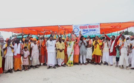 दातागंज के सराय गांव में पंचतत्व पौधशाला, तालाब और बाग का संत समाज ने शुभारंभ किया