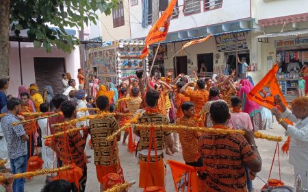 मेवाड़ के हरिद्वार मातृकुंडिया से लाये जल सुबह होगा शिव का अभिषेक धूमधाम से निकली कांवड़ यात्रा, जगह जगह हुआ स्वागत