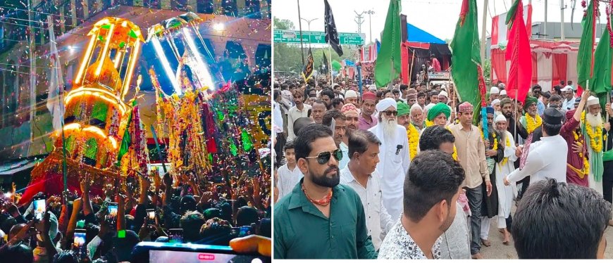 जोश जज्बे हर्षोल्लास के साथ निकाला मुस्लिम समुदाय ने अली के अखाड़े का जुलूस,  मातमी धुनो के साथ विशाल जुलूस के साथ निकाले ताजिये