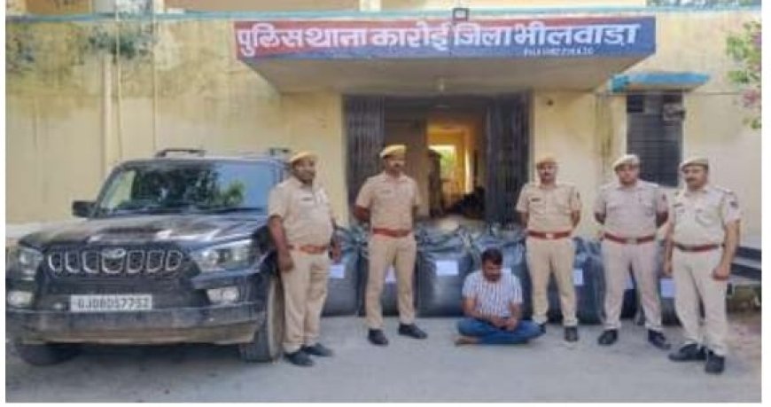 स्कॉर्पियो में तस्करी कर ले जाया जा रहा 69 लाख का 465 किलो डोडा-चूरा, 70 हजार रुपये की नकदी जब्त, एक गिरफ्तार, दूसरा फरार