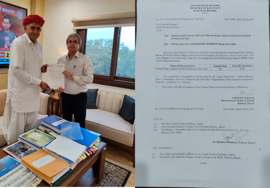 सांसद चौधरी की मेहनत लाई रंग,सरूपगंज-बागरा ट्रैक सर्वे के लिए 2.40 करोड़ की राशि की जारी