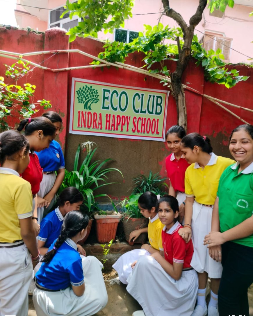 हरियालो राजस्थान महोत्सव के तहत इंदिरा हैप्पी  स्कूल में किया गया पौधारोपण