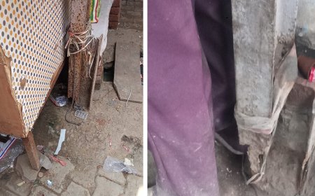 कस्बे में कभी भी हो सकता है, बड़ा हादसा मेंन बाजार में तीन विद्युत लोहे के खंबे क्षतिग्रस्त