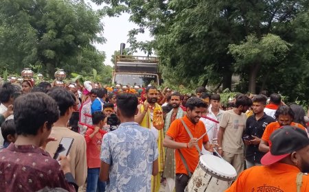 हाथी भाटा आश्रम से पांसल तक श्रद्धा, सेवा और समर्पण से निकली विशाल कावड़ एवं कलश यात्रा
