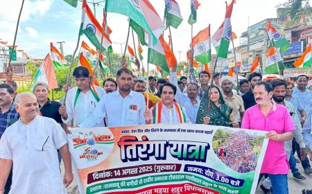 महुवा में विधायक राजेंद्र मीणा के नेतृत्व में निकली तिरंगा यात्रा