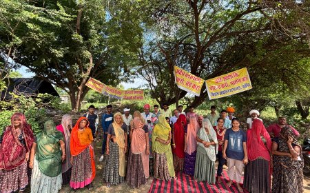जालिया गाव में जिंदल शा लिमिटेड की अवैध ब्लास्टिंग को लेकर ग्रामीणों का आज 50 वें दिन भी धारणा जारी
