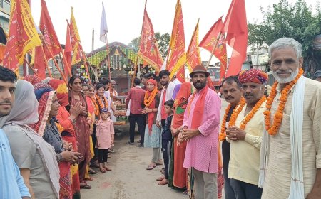 लोकदेवता पाबूजी महाराज के जाने वाले यात्रियों का चौफूल्या में भव्य स्वागत