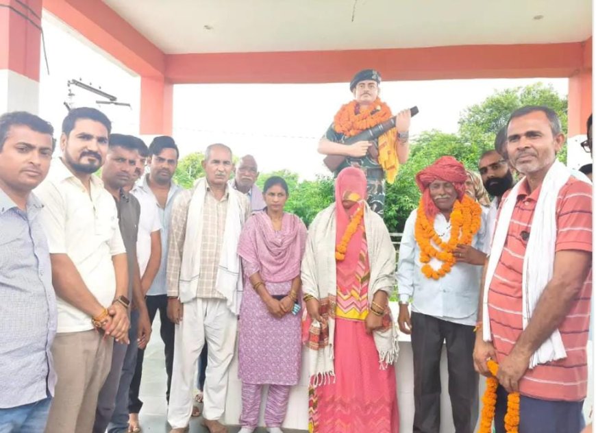 नारायणपुर में शहीद भंवर सिंह शेखावत के परिवार का हुआ सम्मान