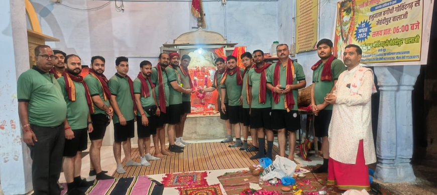 गोविन्दगढ़ से चांदी जी डाक ध्वज यात्रा हुई रवाना:लोगो ने जगह-जगह श्याम भक्तो का किया स्वागत