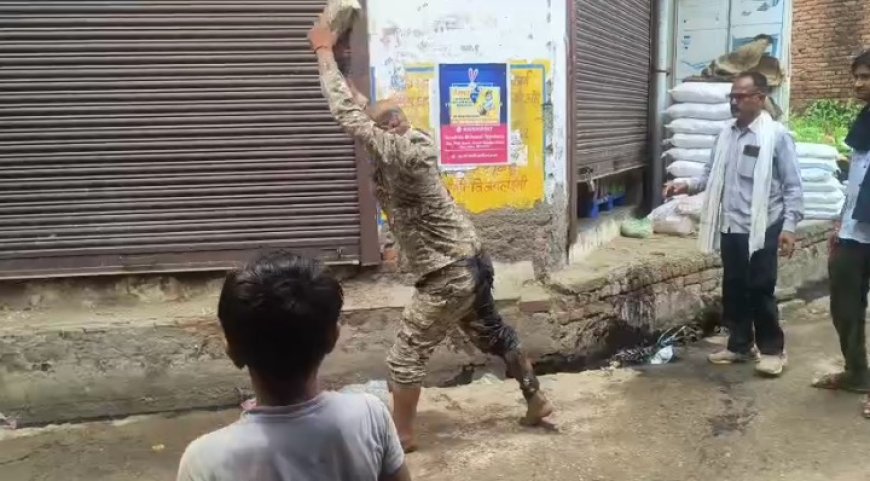 शराबी का उत्पात, कई घायल, बाजार में तोड़फोड़