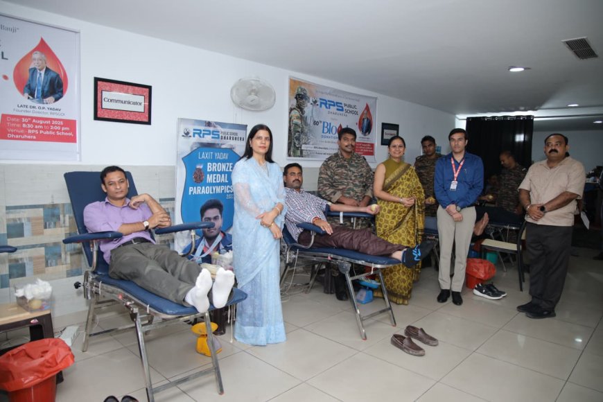 आरपीएस पब्लिक स्कूल में संस्थापक स्व. डॉ. ओपी यादव की पुण्यतिथि पर सेना के लिए आयोजित हुआ 60वाँ रक्तदान शिविर