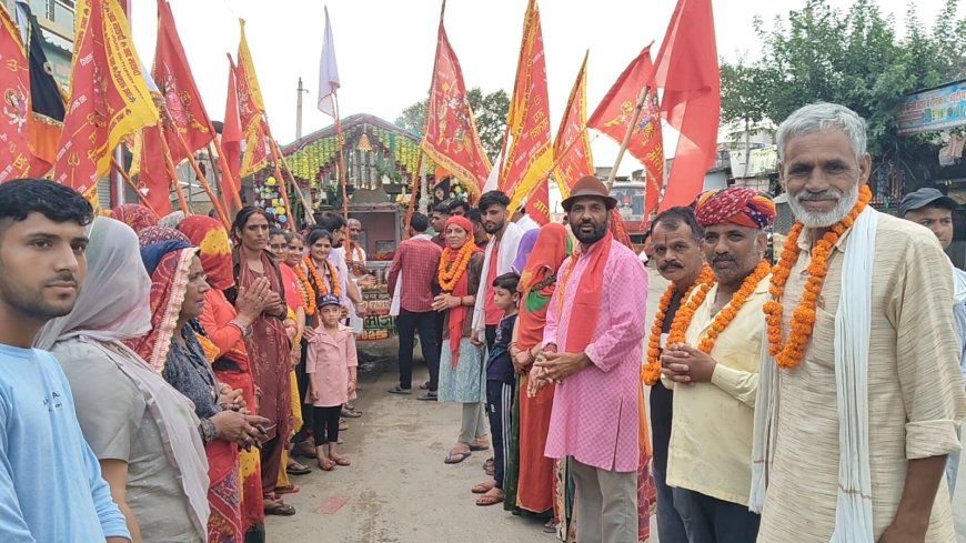 लोकदेवता पाबूजी महाराज के जाने वाले यात्रियों का चौफूल्या में भव्य स्वागत