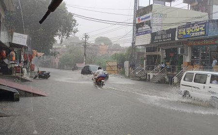 अलवर:पानी का निकास नहीं होने बरसात से सड़कें बनी दरिया