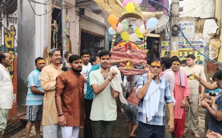 कठूमर में जल झूलनी एकादशी पर निकाले भगवान के डोल