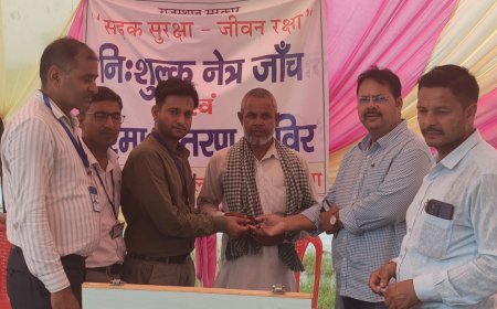 परिवहन विभाग द्धारा आयोजित किया गया निशुल्क नेत्र जांच शिविर,  57 वाहन चालकों को वितरित किए गए निशुल्क चश्मे