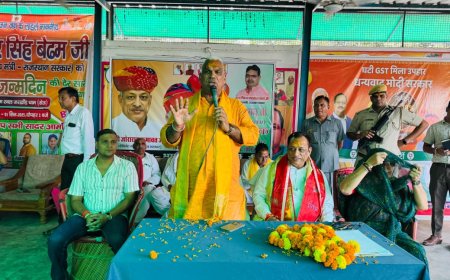 जड़खोर गौ धाम का देवस्थान गोपालन पशुपालन एवं डेयरी विभाग मंत्री कुमावत और गृह राज्य मंत्री बेढम के श्री कृष्ण बलराम गौ आराधन महोत्सव में शिरकत कर गौशाला का किया निरीक्षण