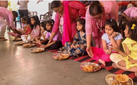 शारदीय नवरात्र की महाअष्टमी, किया कन्या पूजन