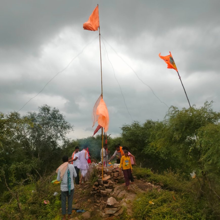 सोपुरा में 300 वर्ष पुरानी धुणी पर युवाओं ने  लगाया  25 फिट का भगवा झण्डा