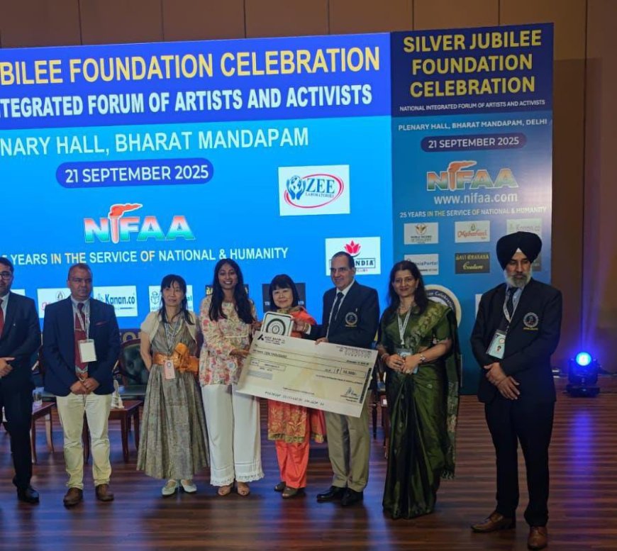 निफा ने किया सम्मानित: समाजसेवी निष्ठा नारंग को मिला, स्टेट लेवल चैंपियनशिप ऑफ चेंज अवार्ड