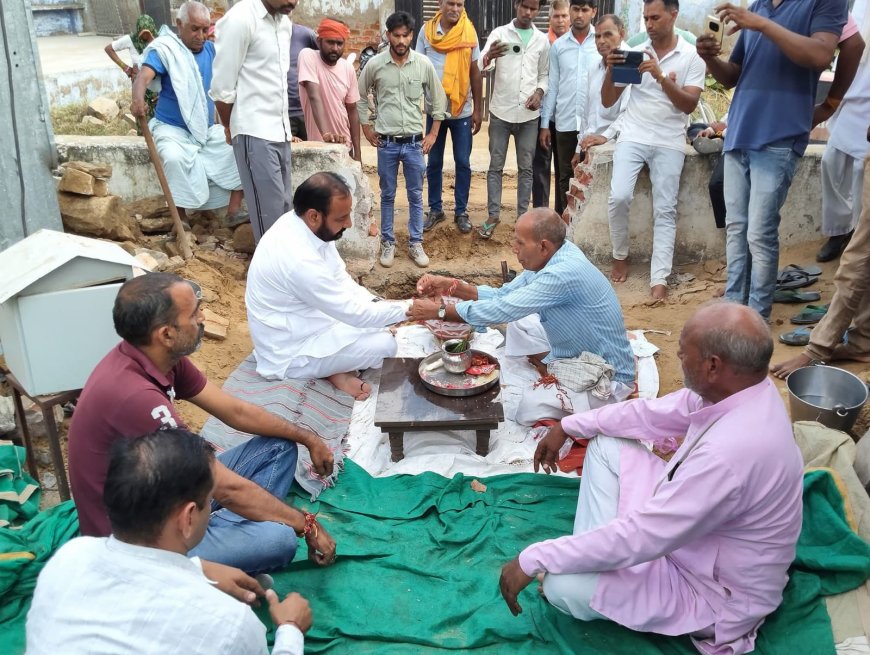 खेडी गांव में शिव मंदिर का हुआ शिलान्यास व भूमि पूजन